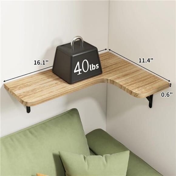 Floating Shelves for Wall, Rustic Wood Wall Mounted Corner Shelf for Bathroom - Picture 4 of 7